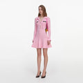 Pink Viscose Knit Tie Mini Dress