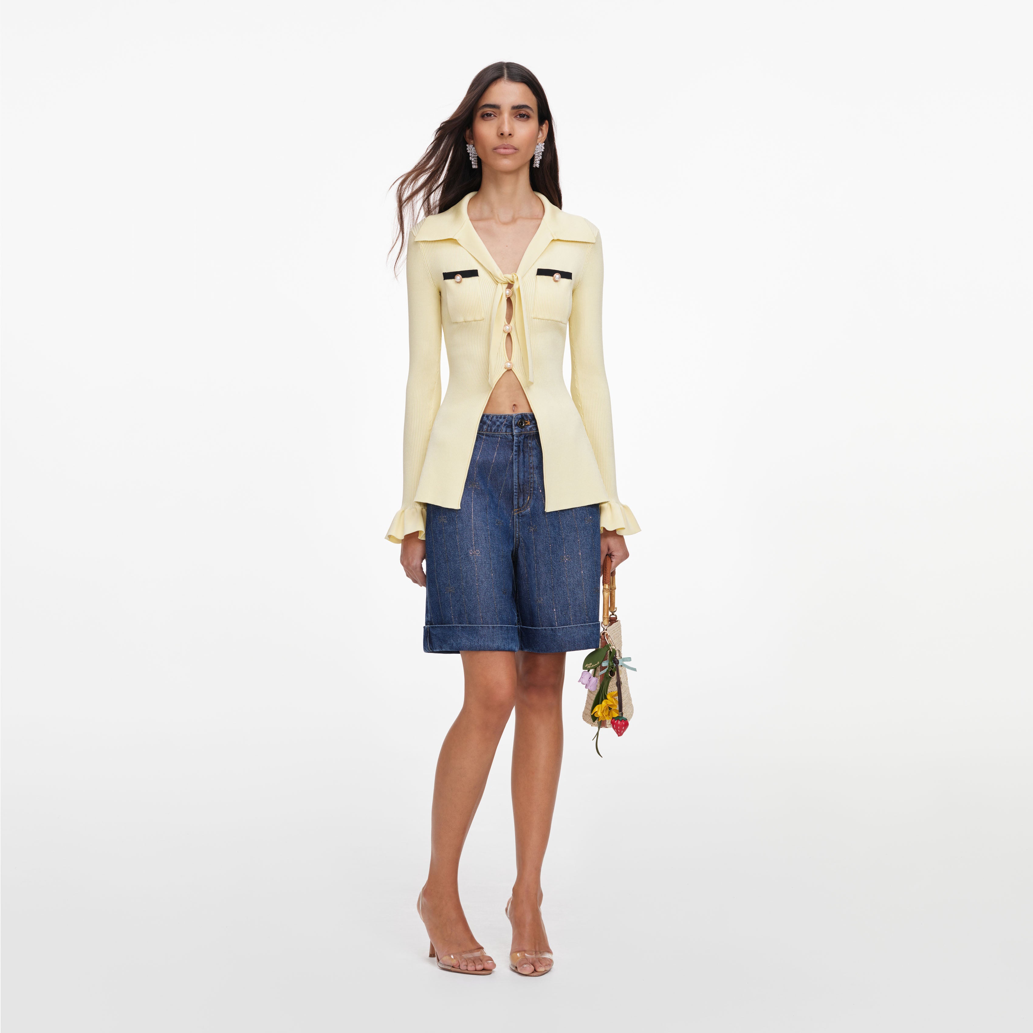 Yellow Viscose Knit Tie Top