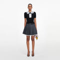 Black Knit Lace Collar Top