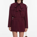 Plum Twill Tie Neck Playsuit