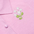 Pink Flower Embroidered Knit Cardigan