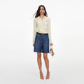 Yellow Flower Embroidered Knit Cardigan