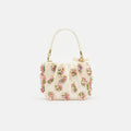 Cream Satin Floral Beaded Tote Bag