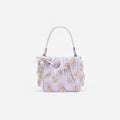 Lilac Satin Floral Beaded Tote Bag