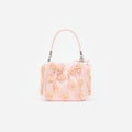 Pink Satin Floral Beaded Tote Bag