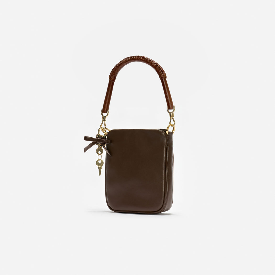 Brown Leather Mini Tote Bag