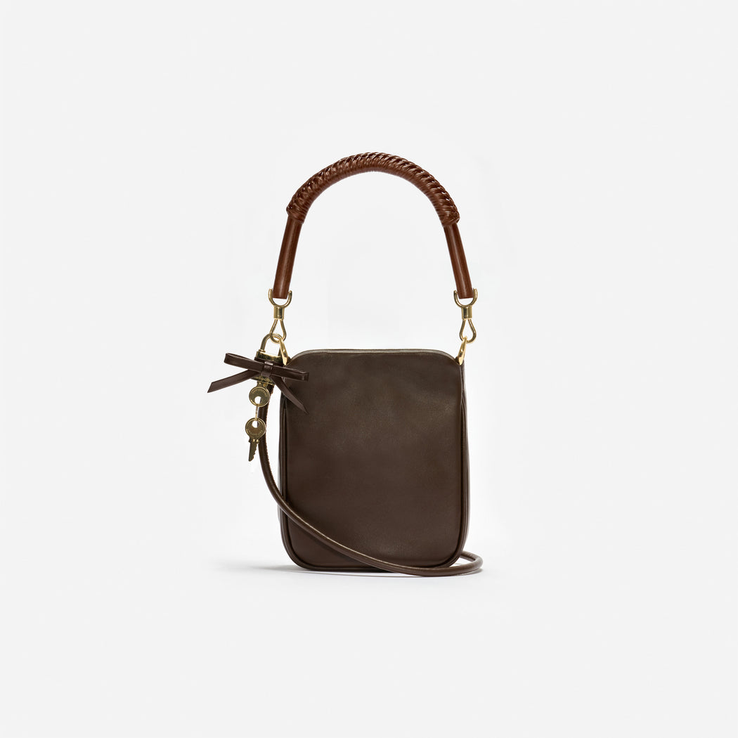 Brown Leather Mini Tote Bag