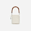Cream Crystal Chain Mini Tote Bag