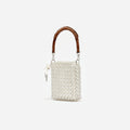 Cream Crystal Chain Mini Tote Bag