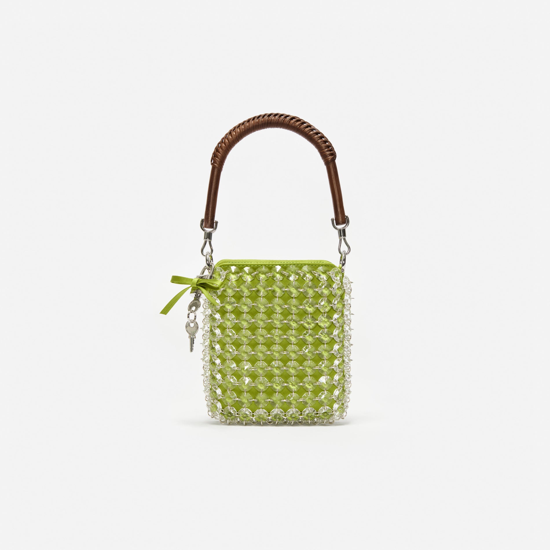 Green Crystal Chain Mini Tote Bag
