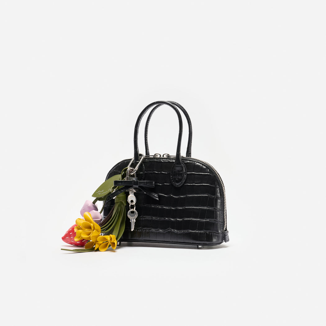 Embossed Leather Black Mini Bag