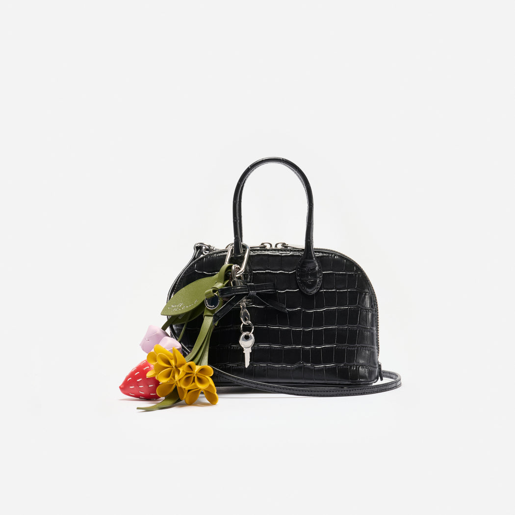 Embossed Leather Black Mini Bag