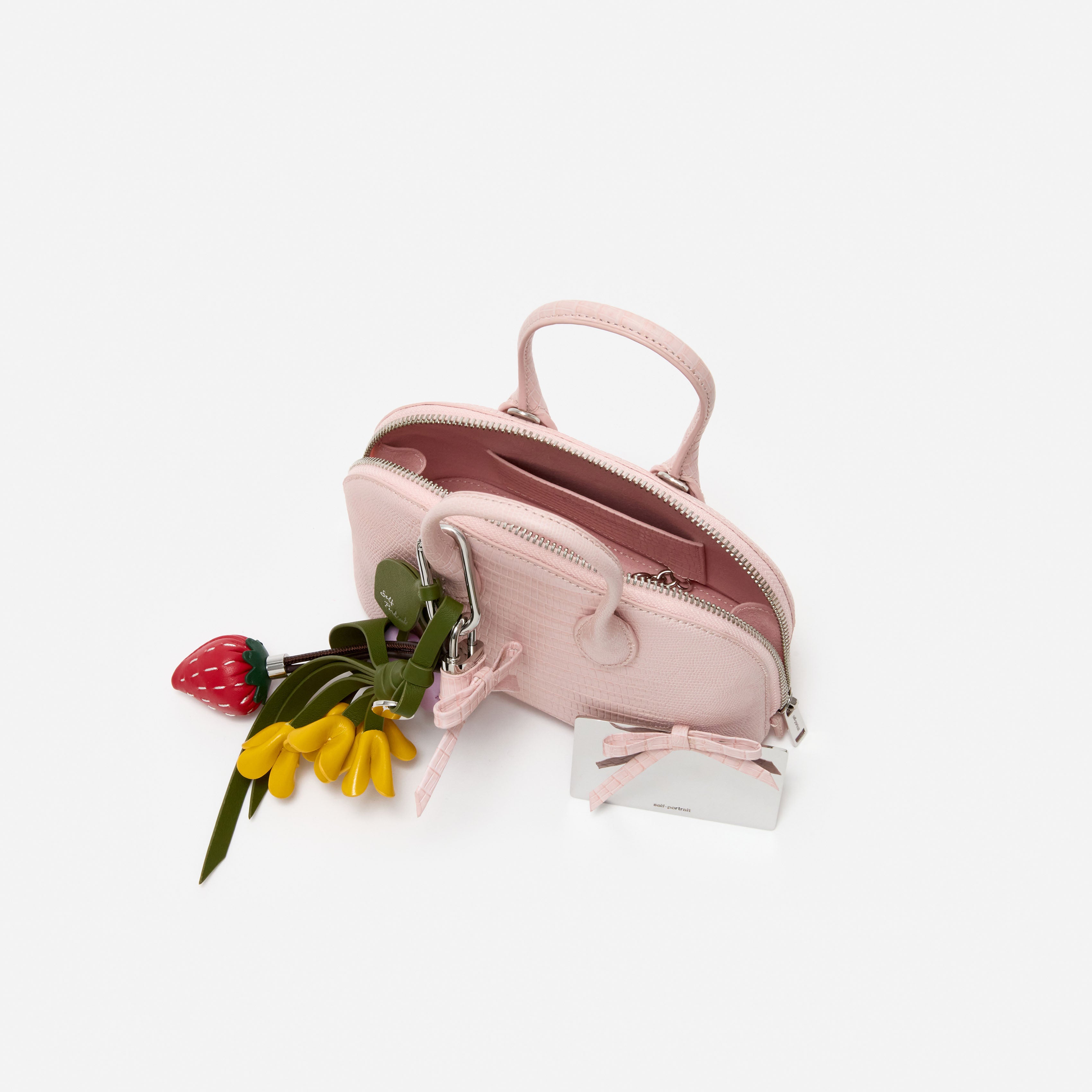 Embossed Leather Pink Mini Bag – self-portrait