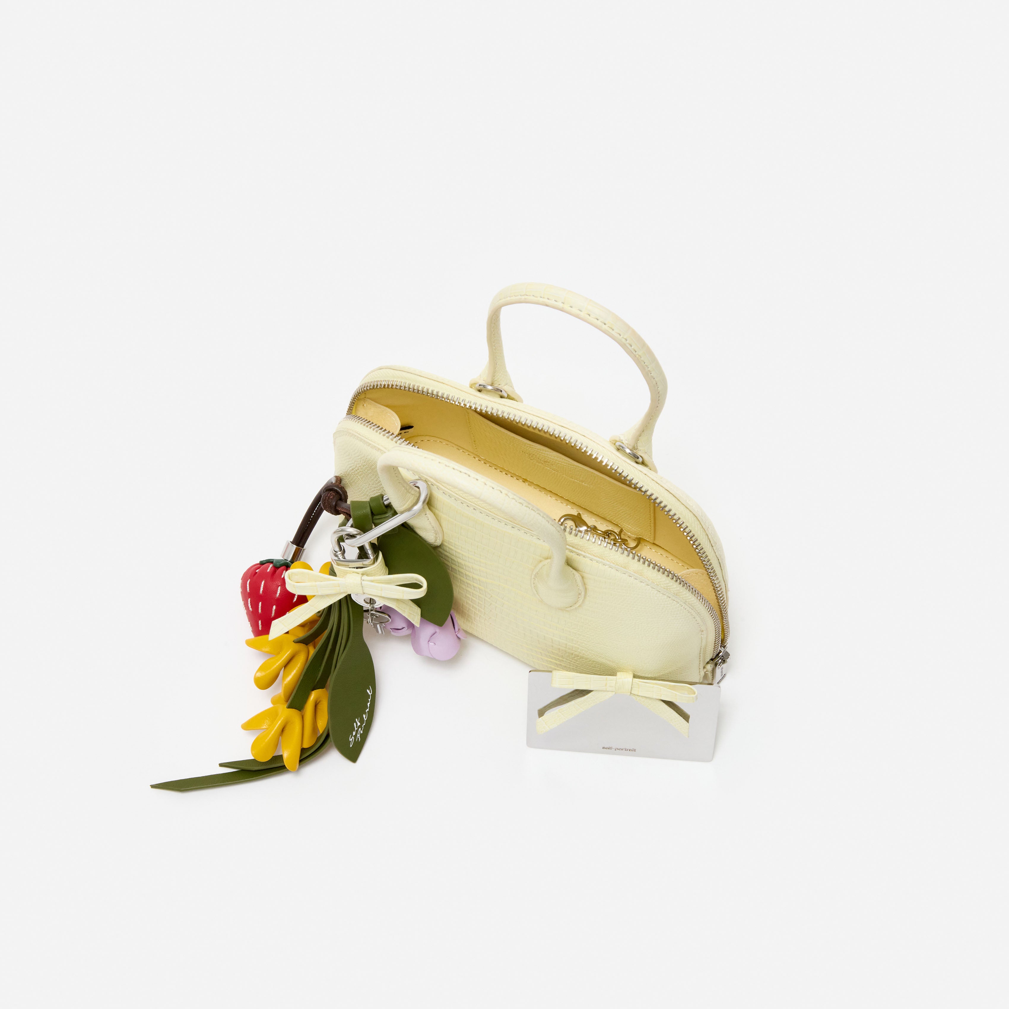 Embossed Leather Yellow Mini Bag – self-portrait