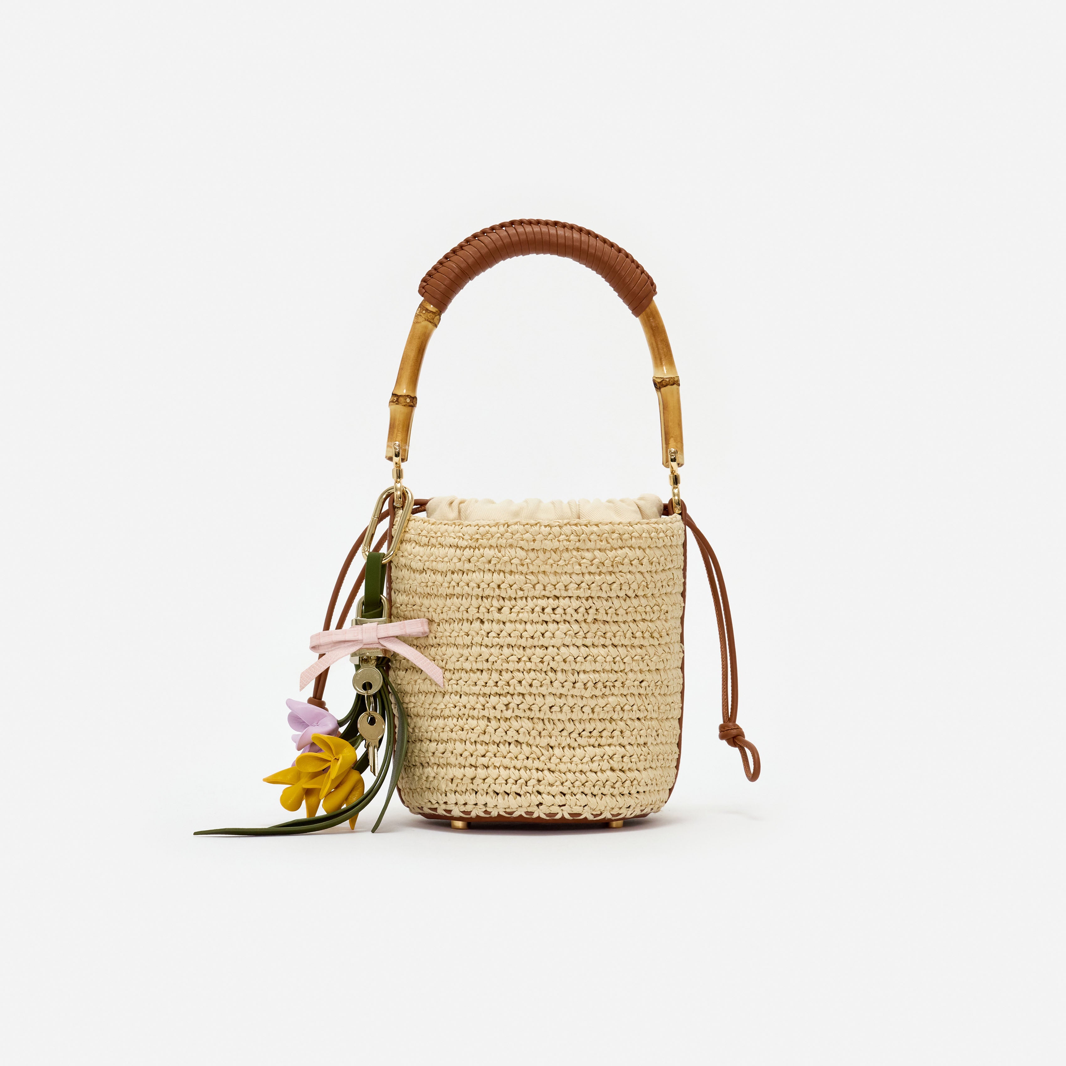 Soft Raffia Bucket Bag – self-portrait