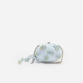 Blue Satin Floral Beaded Oval Clutch