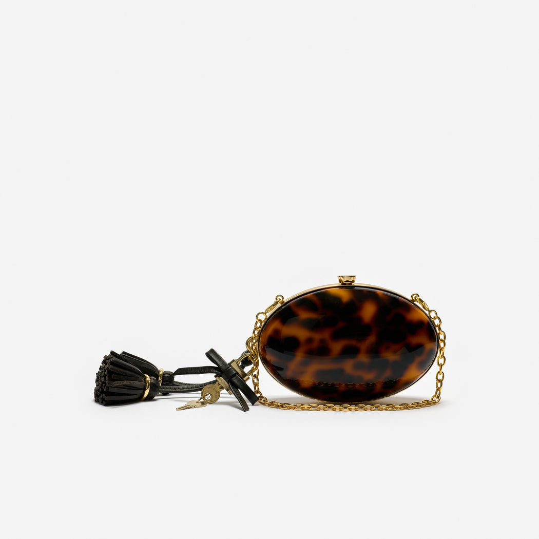 Brown Resin Oval Clutch