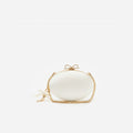 Cream Satin Oval Clutch