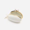 Cream Satin Oval Clutch