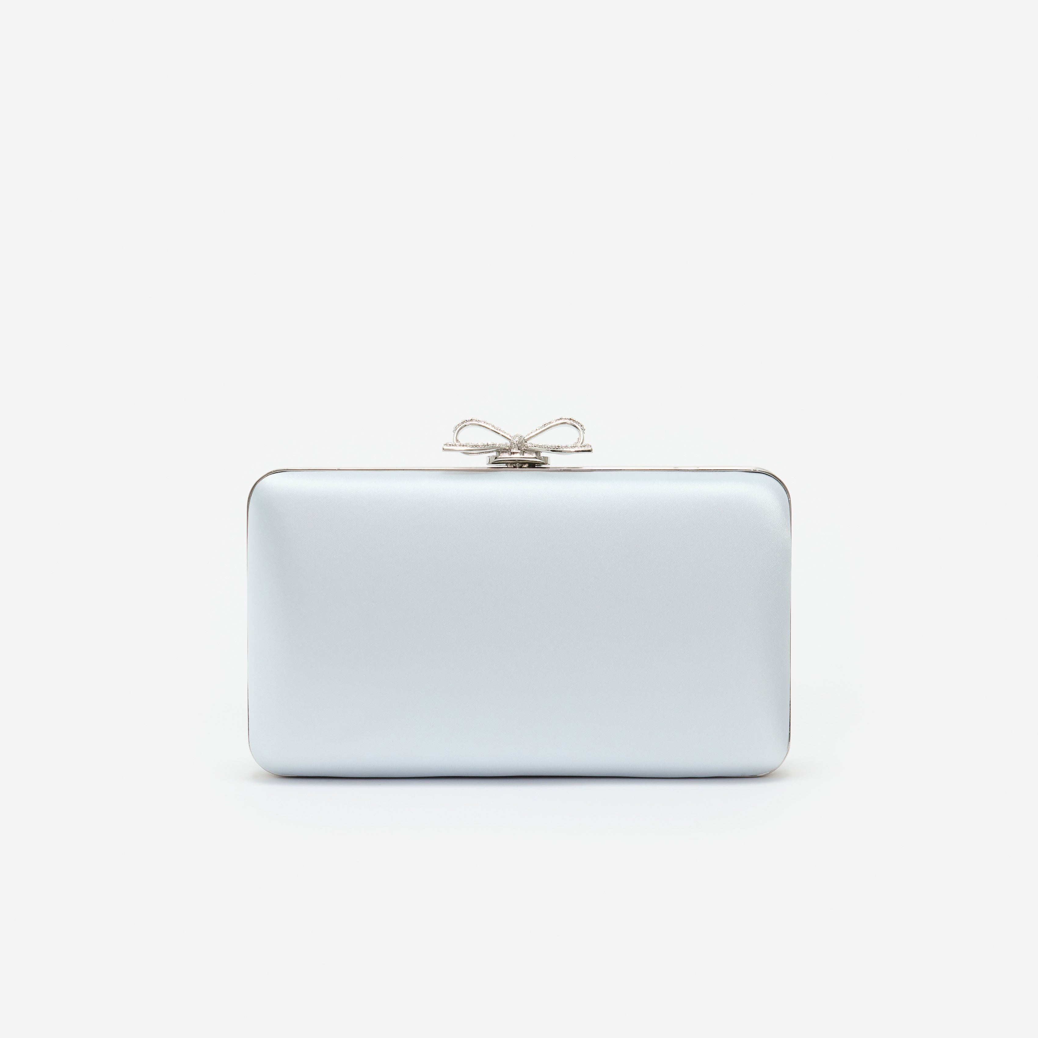 Blue Satin Clutch Bag