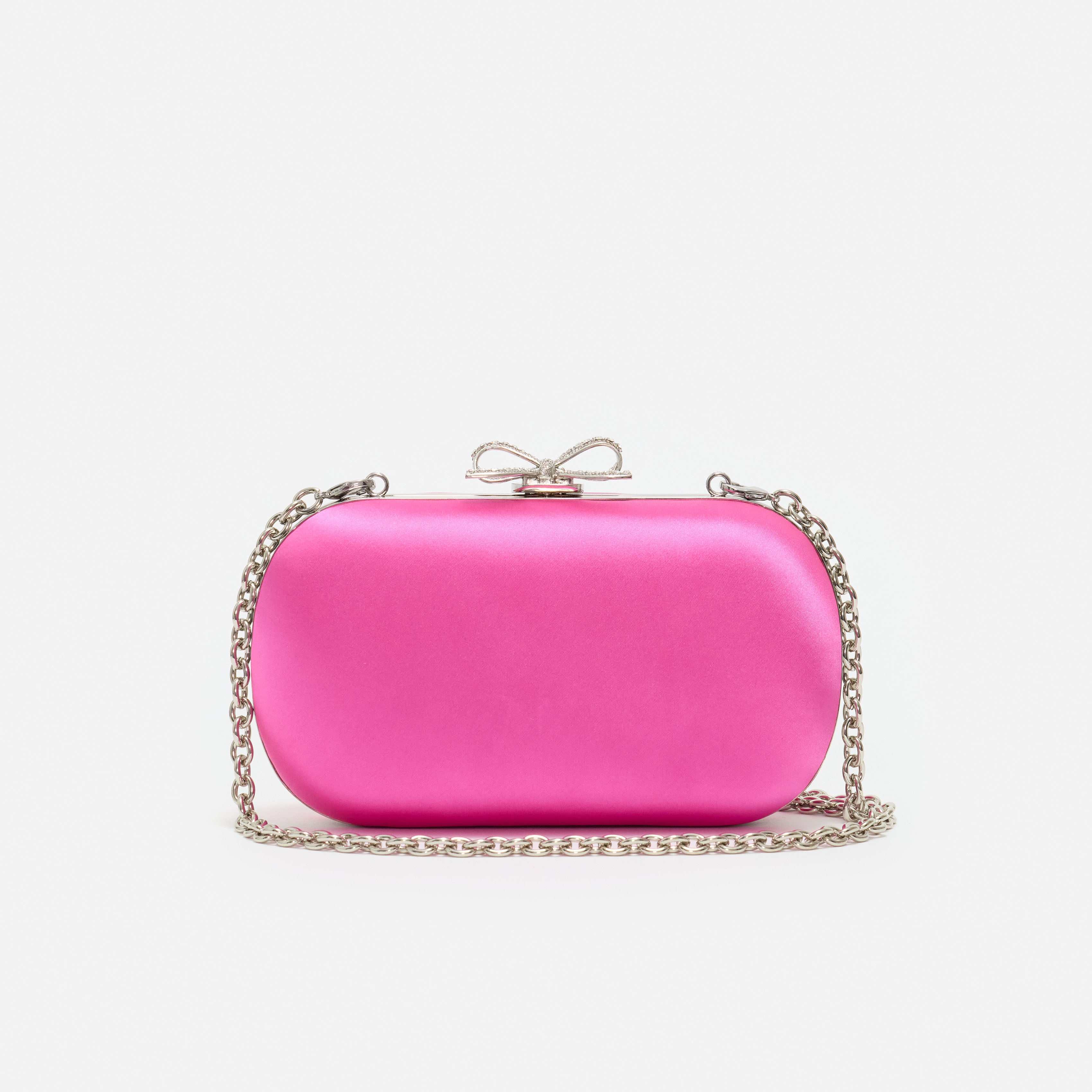 Bright Pink Satin Clutch Bag