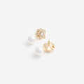 Mini Gold Crystal Flower Pearl Earrings