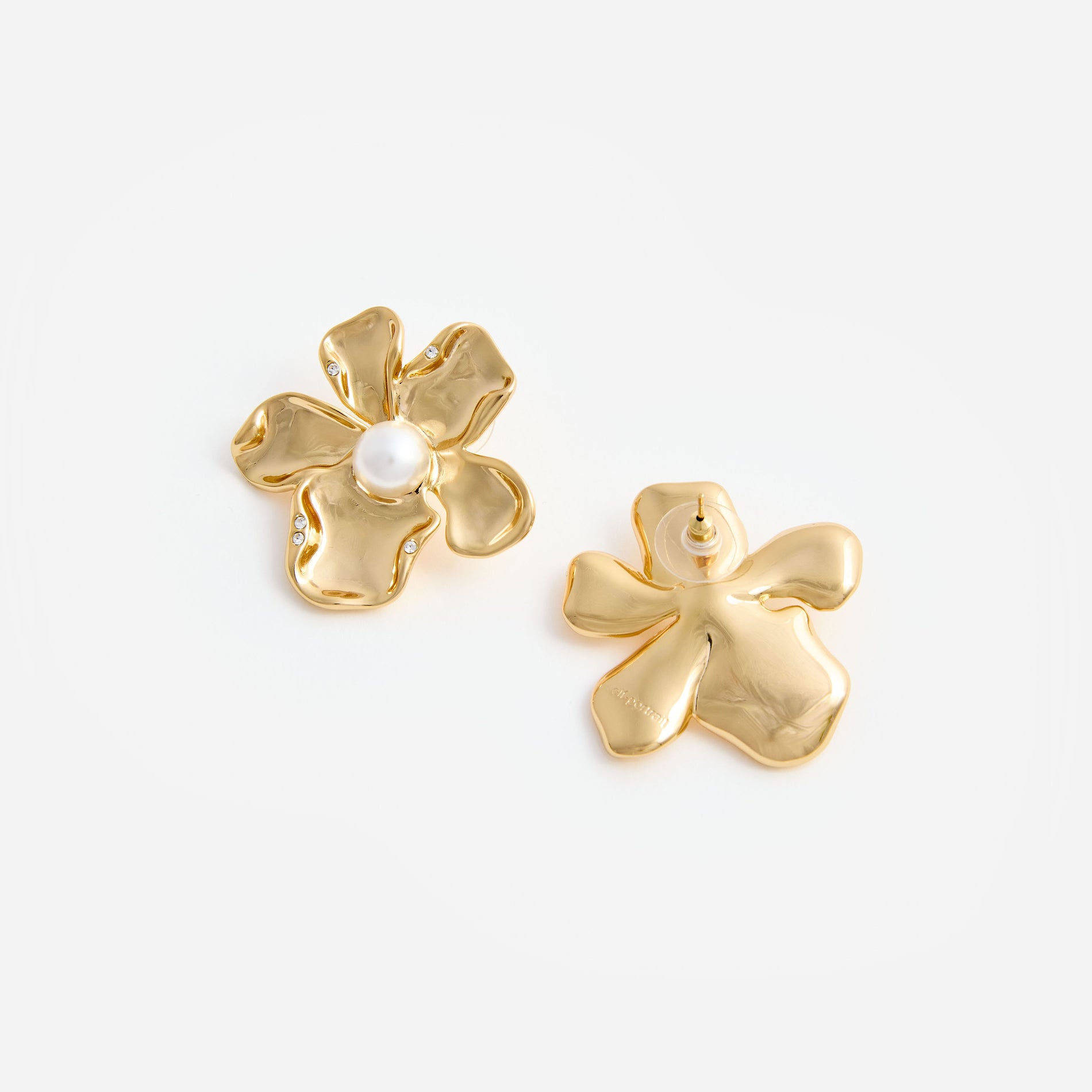 Gold Pearl Flower Earrings