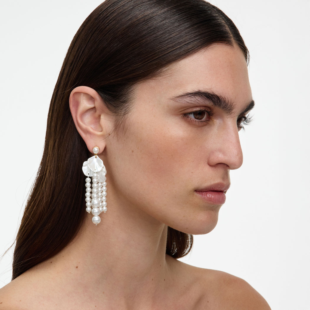 Pearl Petal Dangle Earrings