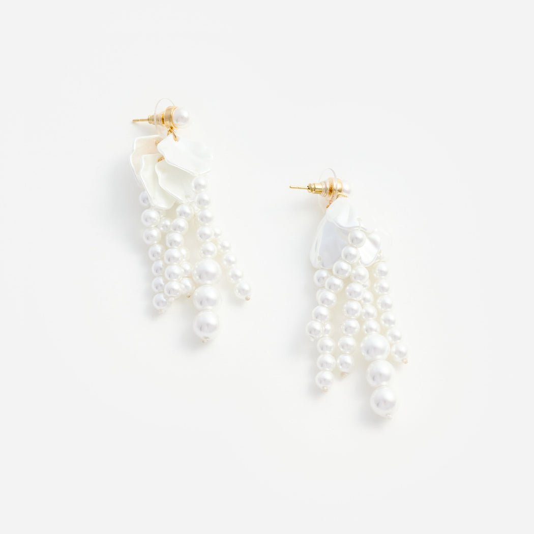 Pearl Petal Dangle Earrings