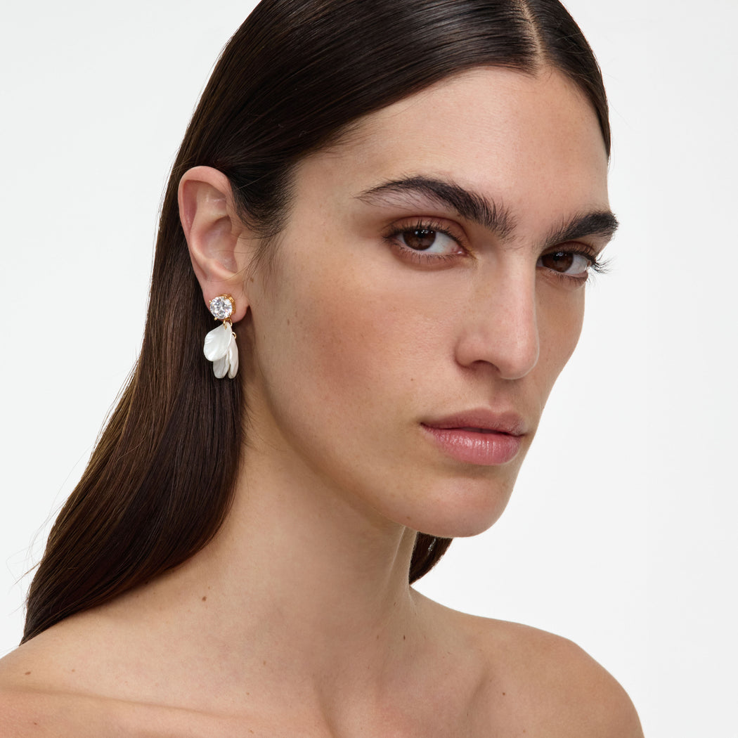 Crystal Pearl Petal Earrings