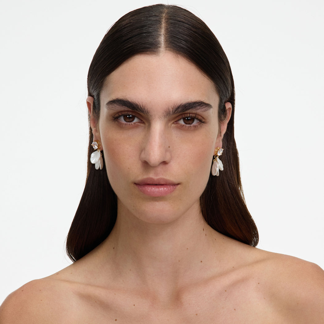 Crystal Pearl Petal Earrings