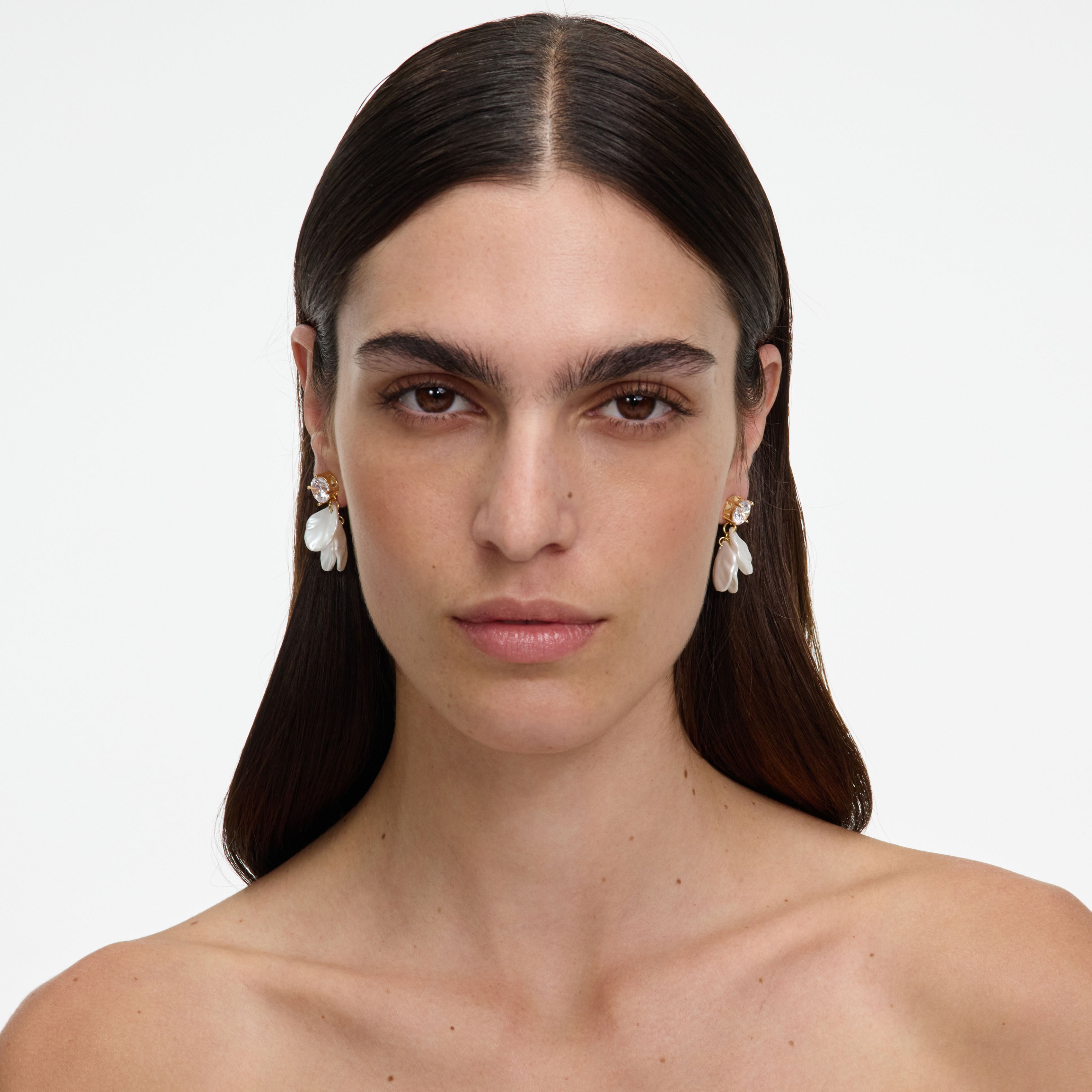 Crystal Pearl Petal Earrings