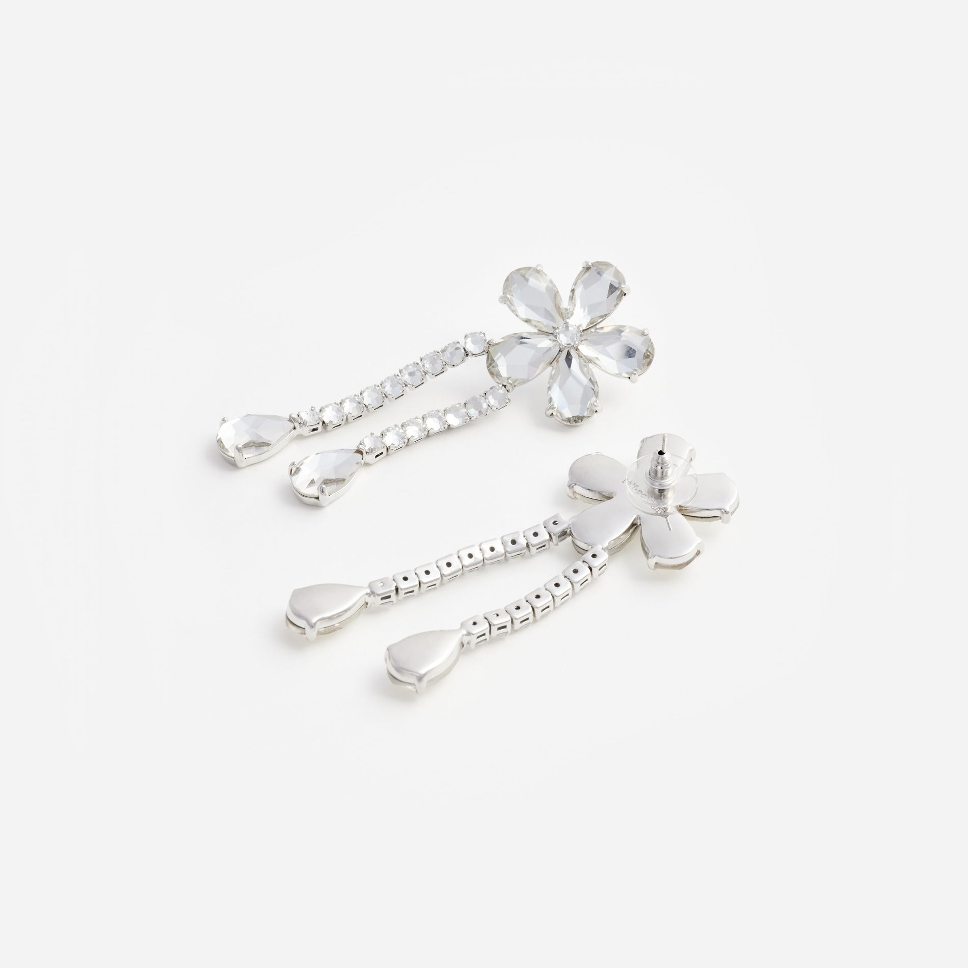 Crystal Flower Droplet Earrings