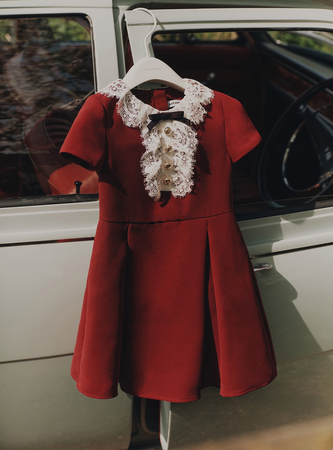 Burgundy Lace Bib Dress