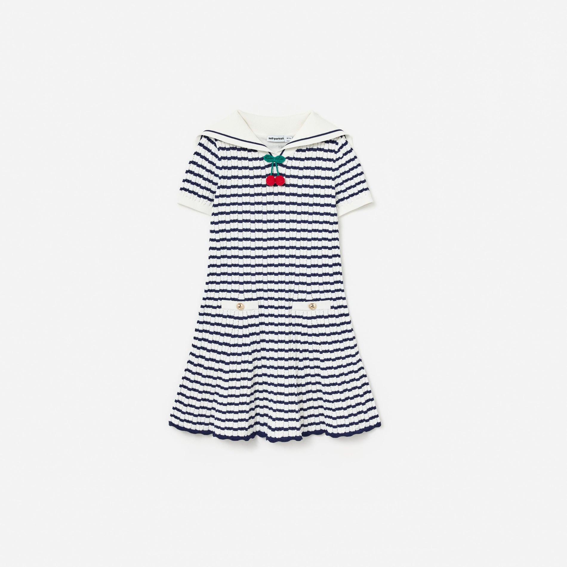 Navy And Cream Stripe Knitted Dress