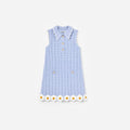 Blue Daisy Trim Pointelle Knitted Dress