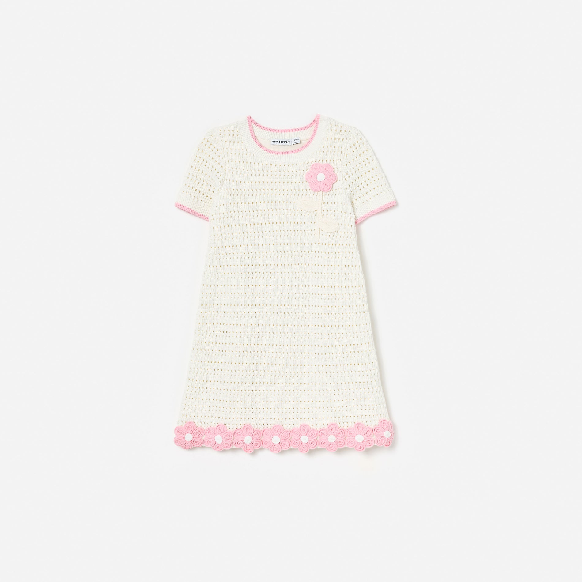 Cream Knit Flower Hem Mini Dress