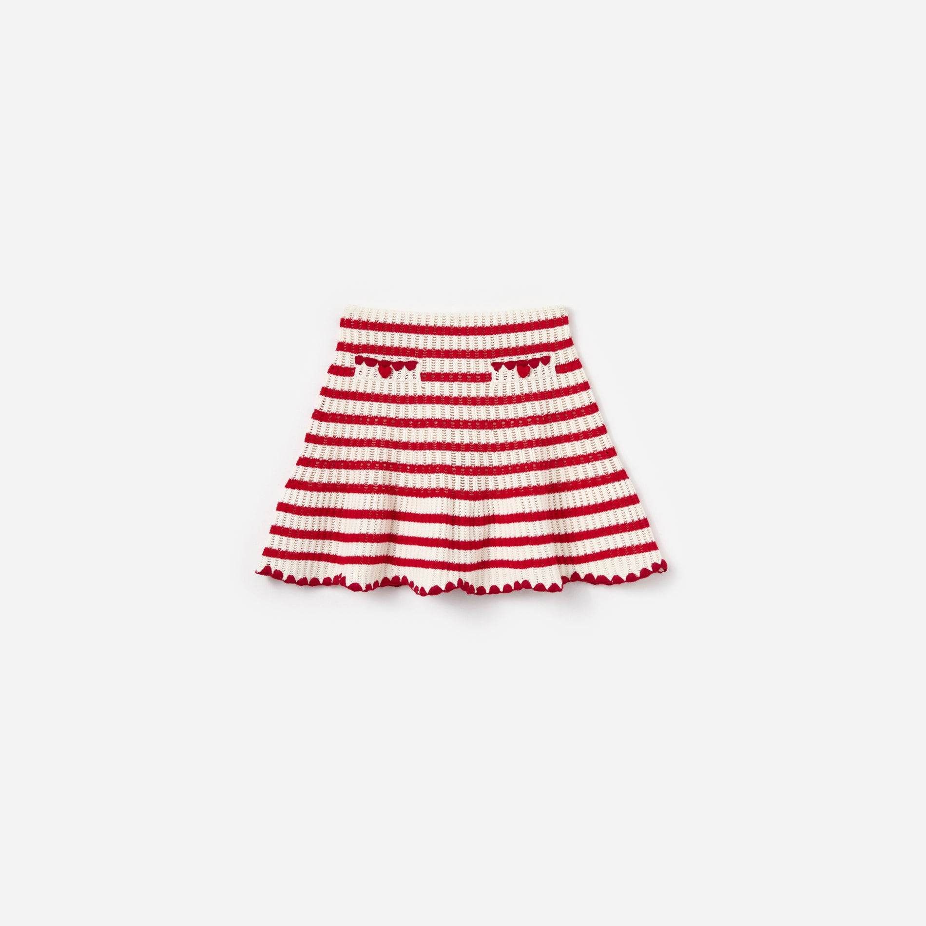 Cream And Red Stripe Knitted Skirt