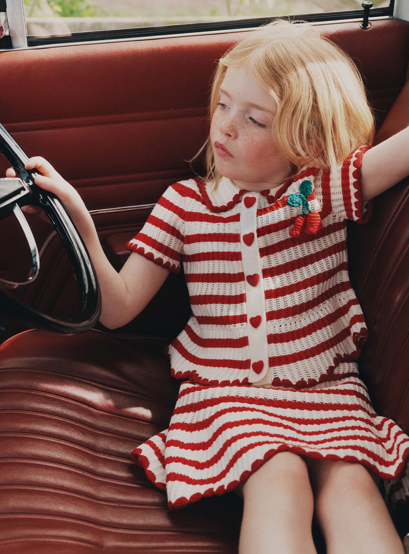 Cream And Red Stripe Knitted Top