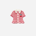 Cream And Red Stripe Knitted Top