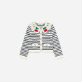 Cream And Navy Striped Knitted Cardigan