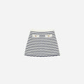 Cream And Navy Striped Knitted Skirt