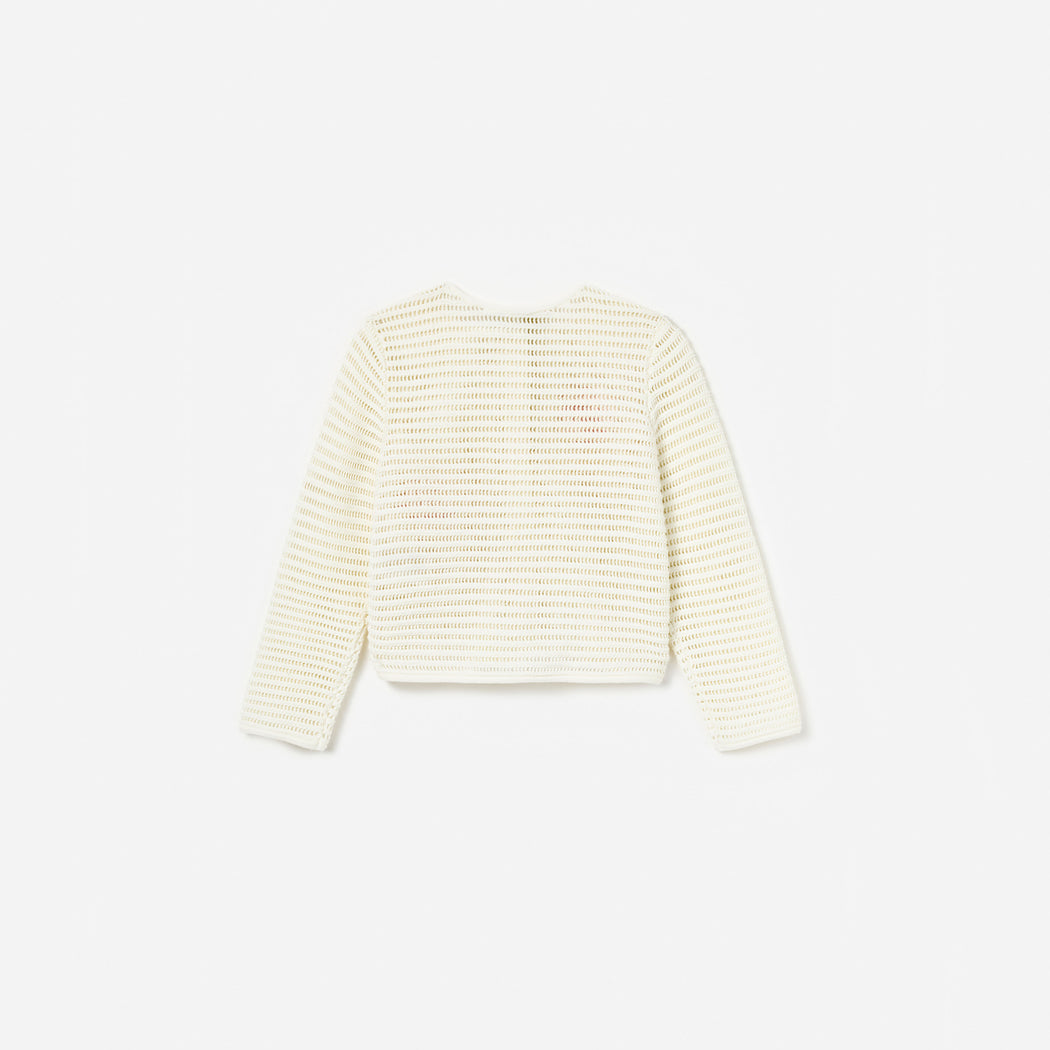 Cream Flower Knitted Cardigan