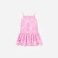 Pink Sleeveless Flower Lace Dress