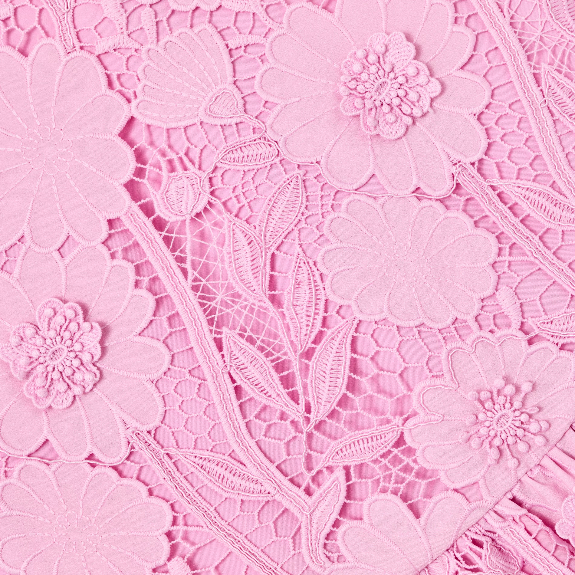 Pink Sleeveless Flower Lace Dress