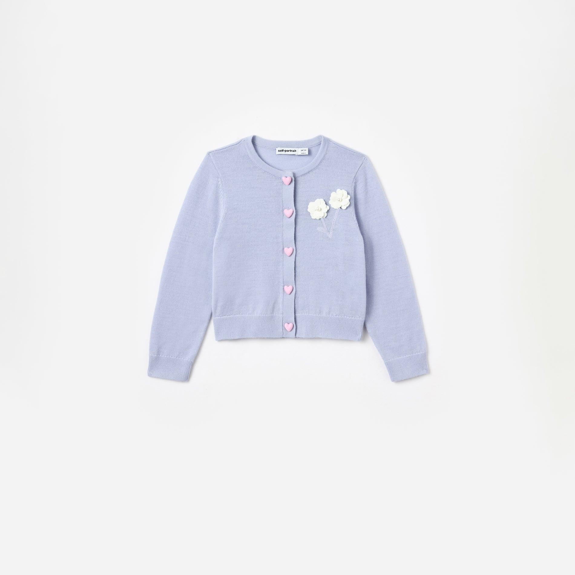 Blue Sequin Flower Embroidered Knit Cardigan