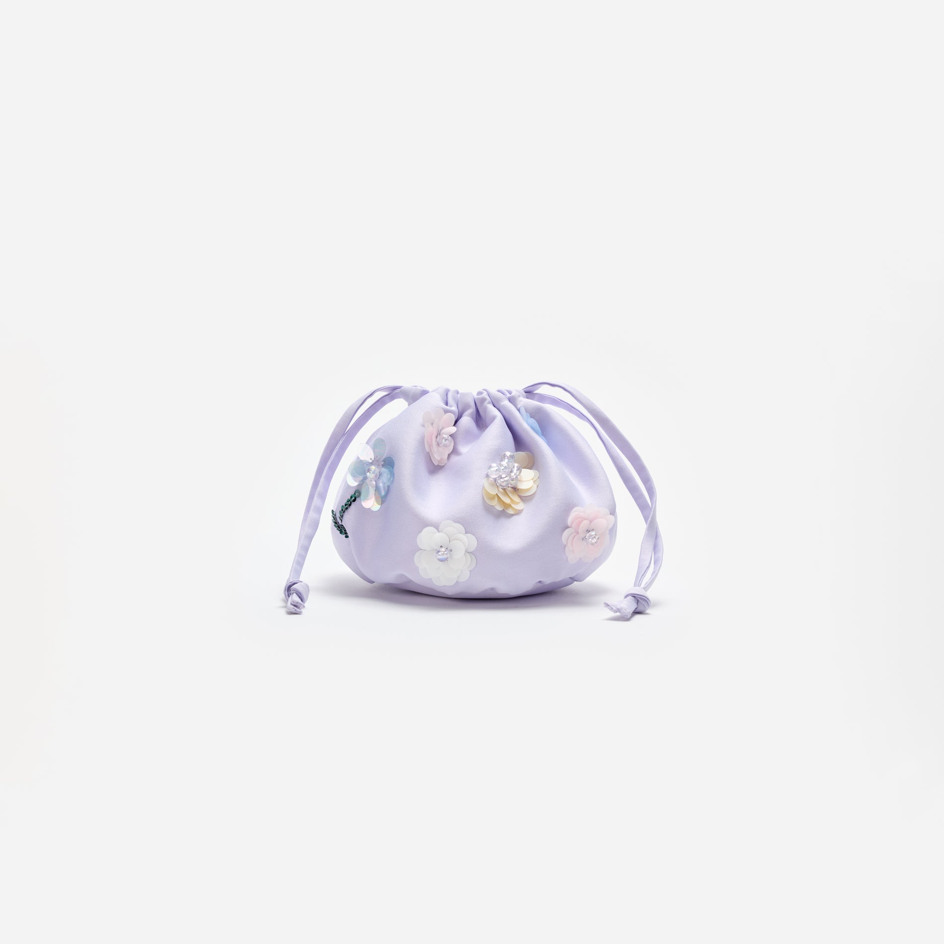 Lilac Flower Embellished Pouch Bag