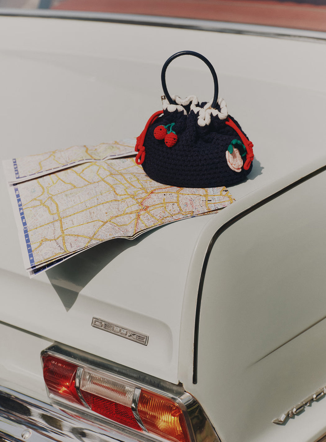 Navy Crochet Pouch Bag