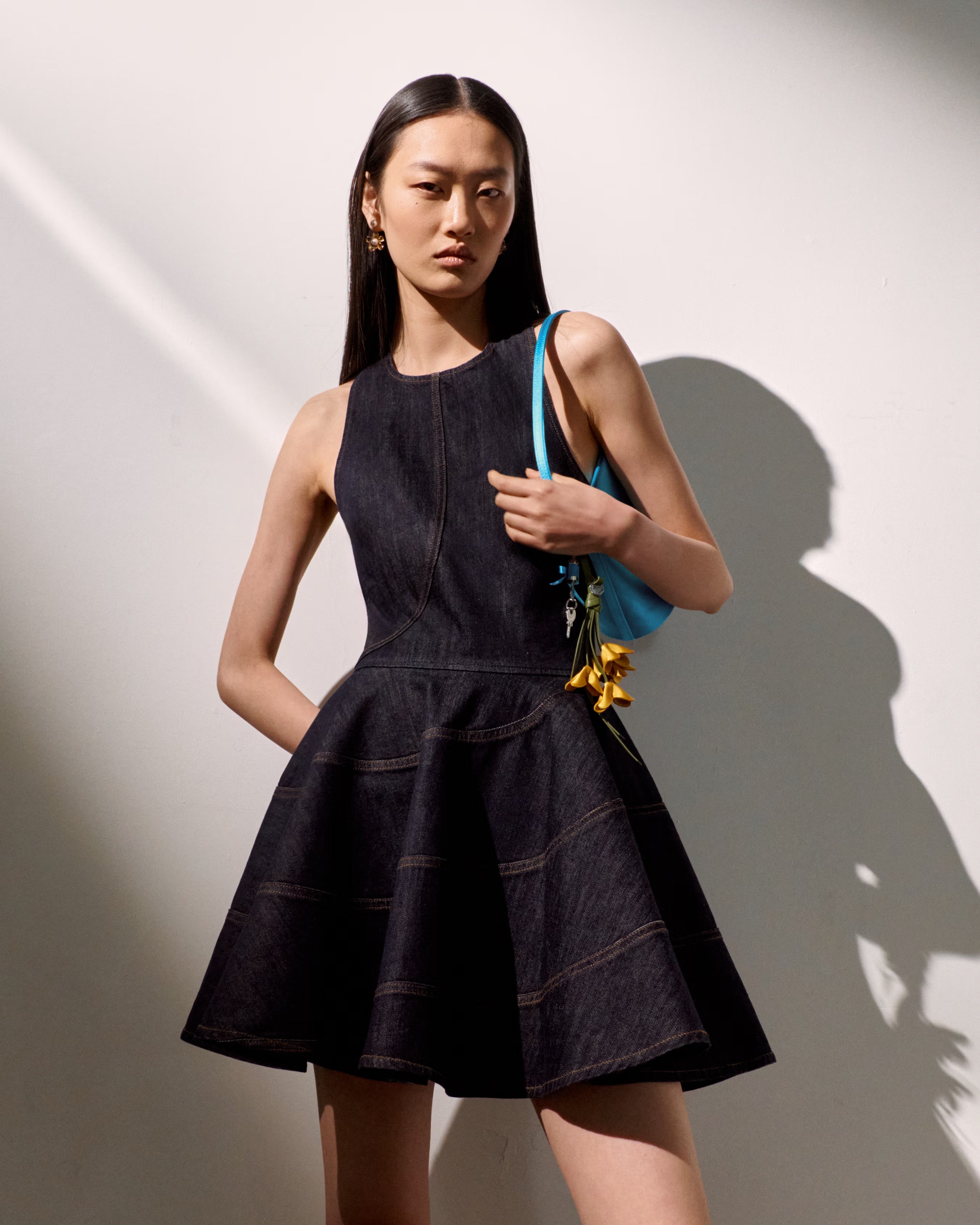 Indigo Denim Halterneck Mini Dress