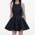 Indigo Denim Halterneck Mini Dress